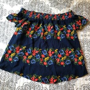 Floral off the shoulder shirt